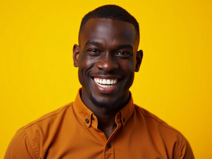 the image is a vibrant and colorful thumbnail, typically used for a youtube video. model with evil grin and mischievous look, bright plain gold background