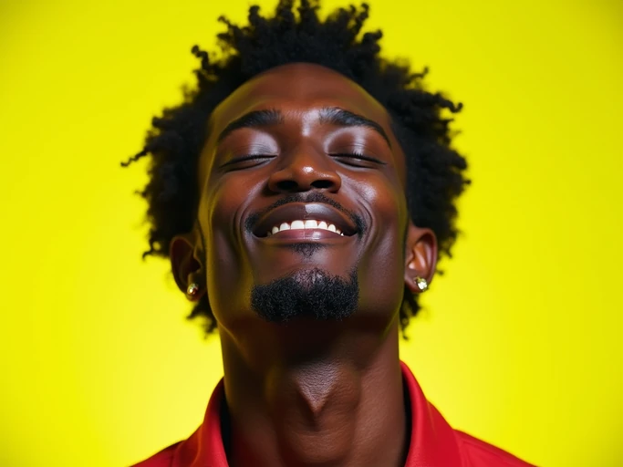 the image is a vibrant and colorful thumbnail, typically used for a youtube video. closed eyes, eyes closed model, bright plain lime background