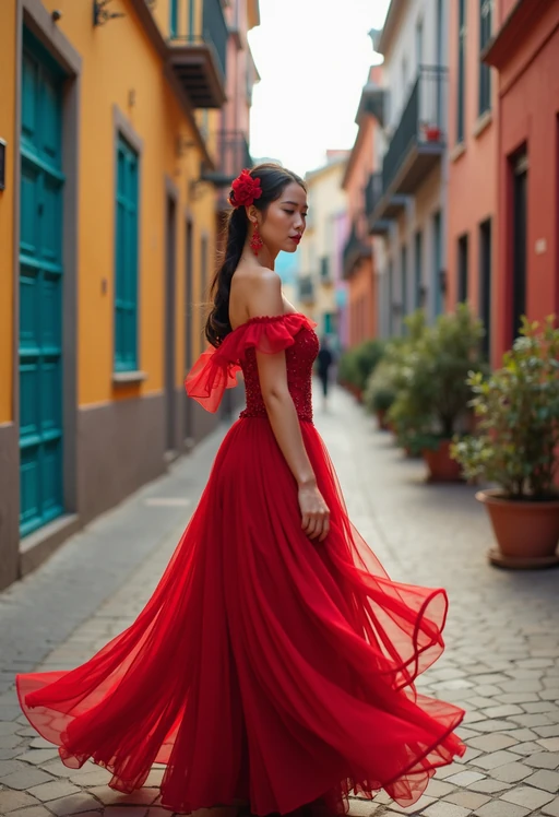 if(gender=f){exquisite and traditional} if(gender=m){classy and traditional} model in Buenos Aires wearing a tango dress/gaucho attire, colorful houses of La Boca neighborhood in the background