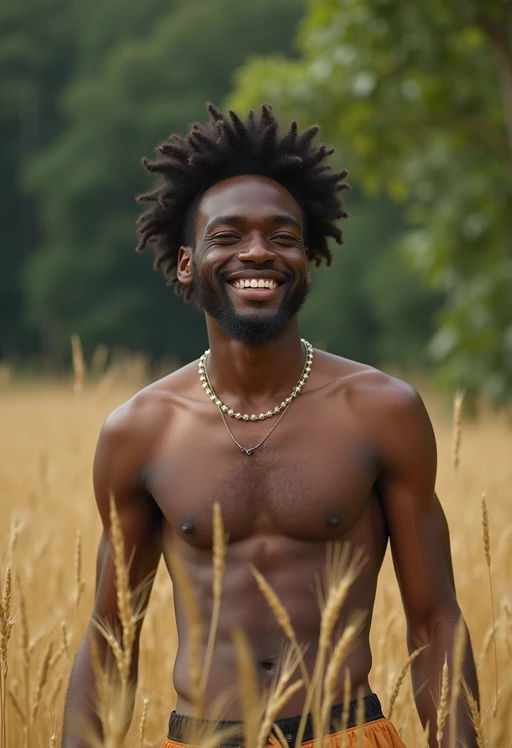 model outside in nature in forest or jungle or a field of wheat enjoying the natural world