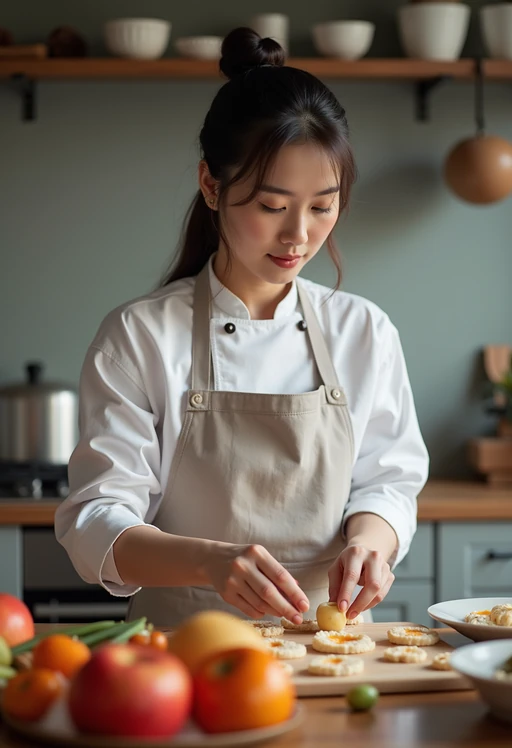 if(gender=m){masculine} if(gender=f){feminine} model cooking or baking in a modern kitchen