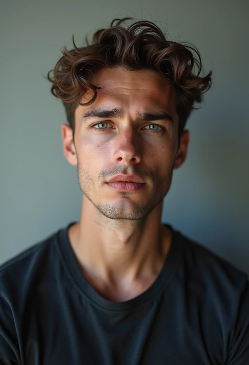 headshot of sad unhppy miserable depressed sorrow model, plain background