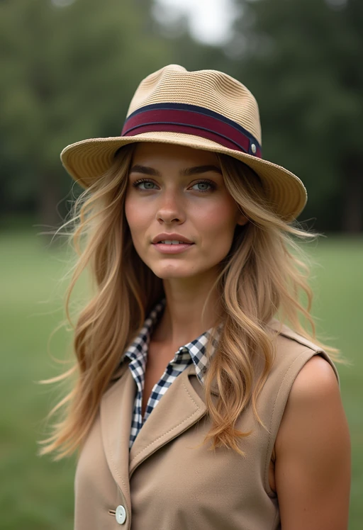 a model in preppy style, old money aesthetic, posh style, elite school stlye, luxurious style, gossip girl neo-prep style, ralph lauren style, country club style, ivy league style 