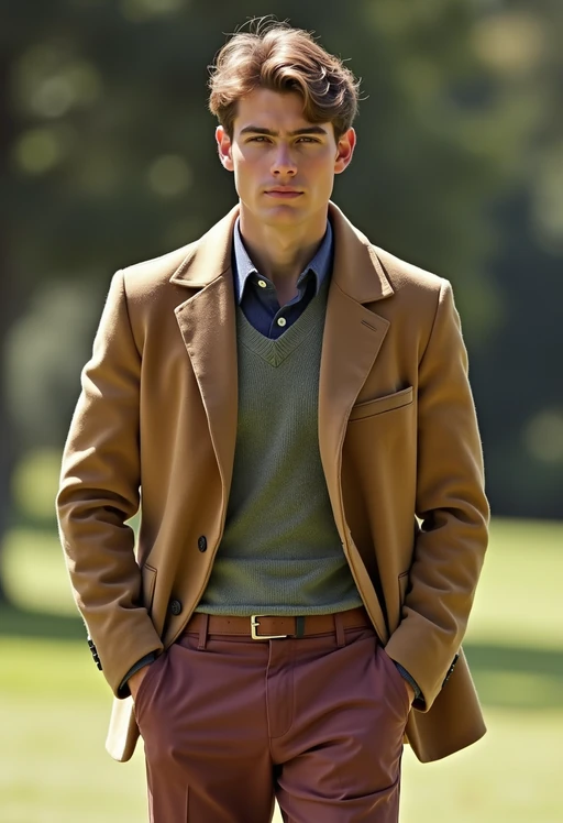 a model in preppy style, old money aesthetic, posh style, elite school stlye, luxurious style, gossip girl neo-prep style, ralph lauren style, country club style, ivy league style 