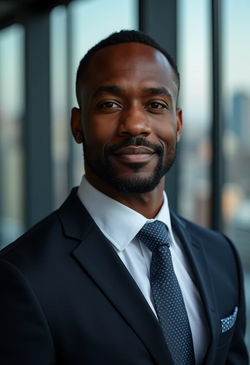 8k professional headshot of model, crisp details, studio backdrop, executive attire, confident posture, neutral expression, high-definition, corporate setting, sharp focus, ambient lighting, business professional, cityscape view
