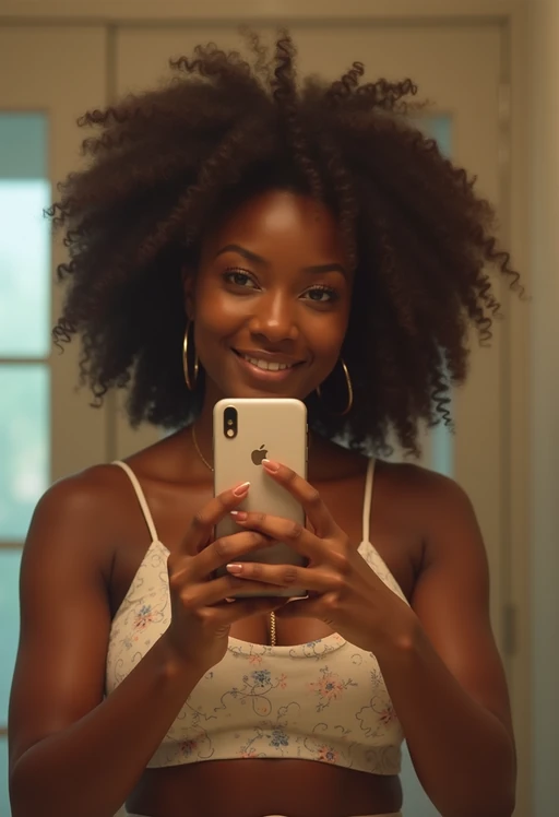 beautiful model taking a selfie in bathroom mirror