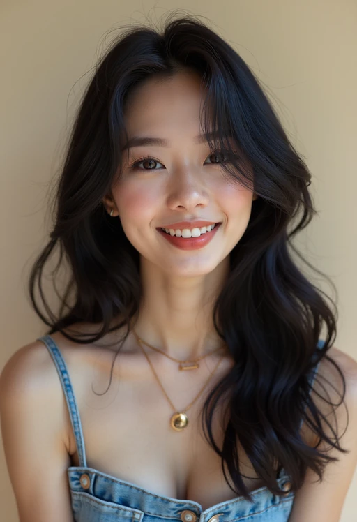 Korean model (with black hair) (as korean kpop k-pop idol) posing for photo, wearing Korean clothes, Korean fashion, Korean fashion, Korean makeup, (in front of solid background)