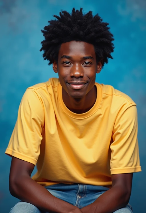 (school portrait) photo headshot of a young 18 y o model in 1990s style, nineties style, 90s, 1990s fashion, 1990s hair, school, model is sitting and posing for a (yearbook) picture, blue yearbook background, official school yearbook photo, model sitting (looking straight into camera), (school shoot), (inside), blue yearbook background