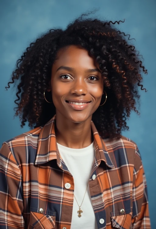 (school portrait) photo headshot of a young 18 y o model in 1990s style, nineties style, 90s, 1990s fashion, 1990s hair, school, model is sitting and posing for a (yearbook) picture, blue yearbook background, official school yearbook photo, model sitting (looking straight into camera), (school shoot), (inside), blue yearbook background