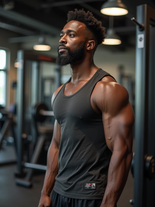 if(gender=m){masculine} if(gender=f){feminine} model in the gym wearing if(gender=m){t-shirt and gym shorts} if(gender=f){sports bra and leggings}