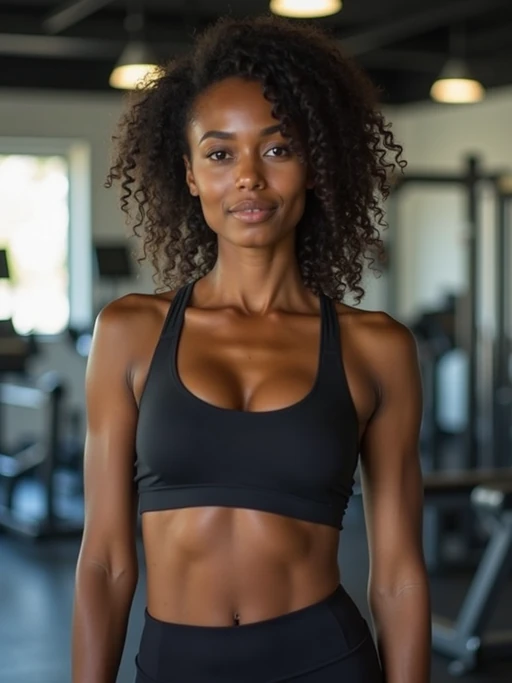 if(gender=m){masculine} if(gender=f){feminine} model in the gym wearing if(gender=m){t-shirt and gym shorts} if(gender=f){sports bra and leggings}