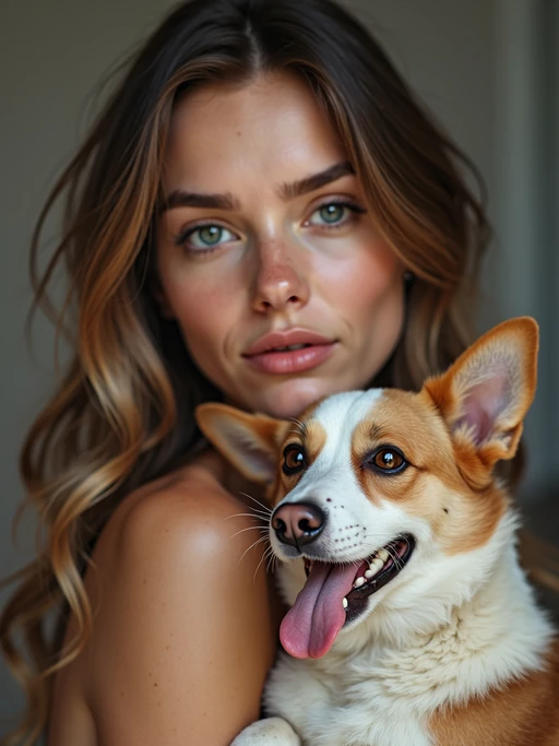 if(gender=m){masculine} if(gender=f){feminine} model posing with a cute pet