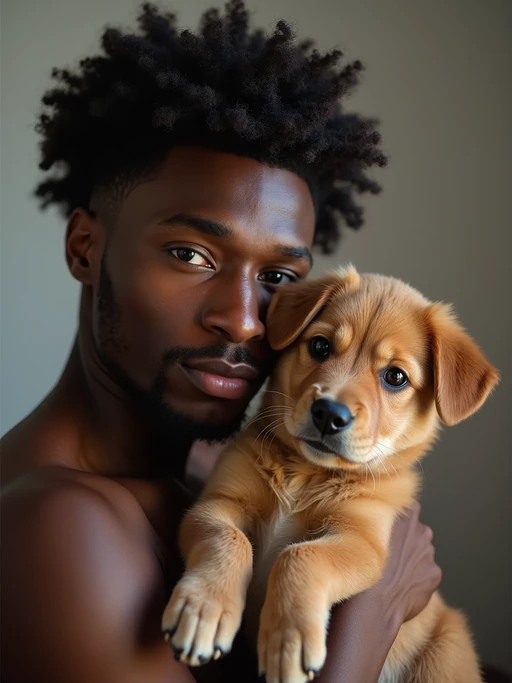 if(gender=m){masculine} if(gender=f){feminine} model posing with a cute pet