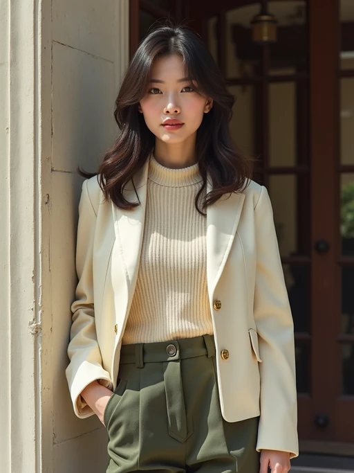 a model in preppy style, old money aesthetic, posh style, elite school stlye, luxurious style, gossip girl neo-prep style, ralph lauren style, country club style, ivy league style 