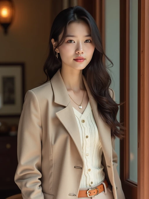 a model in preppy style, old money aesthetic, posh style, elite school stlye, luxurious style, gossip girl neo-prep style, ralph lauren style, country club style, ivy league style 