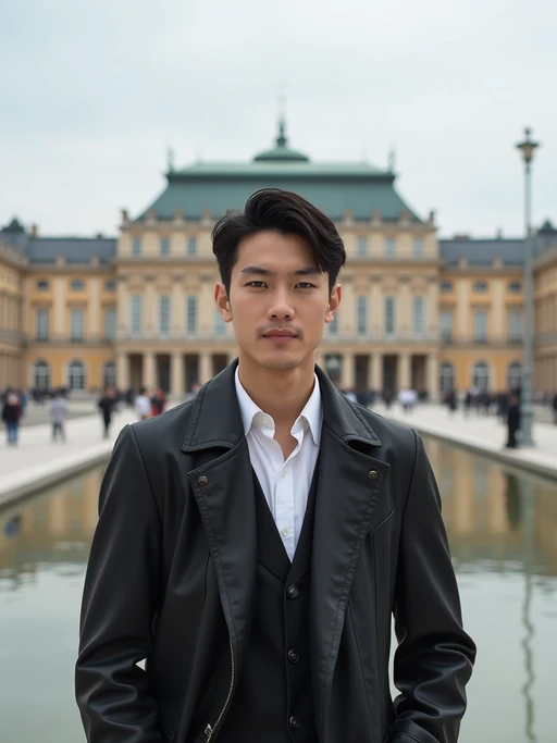 model in Vienna with the Schönbrunn Palace in the background