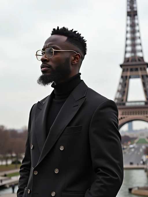 model in Paris with the Eiffel Tower in background