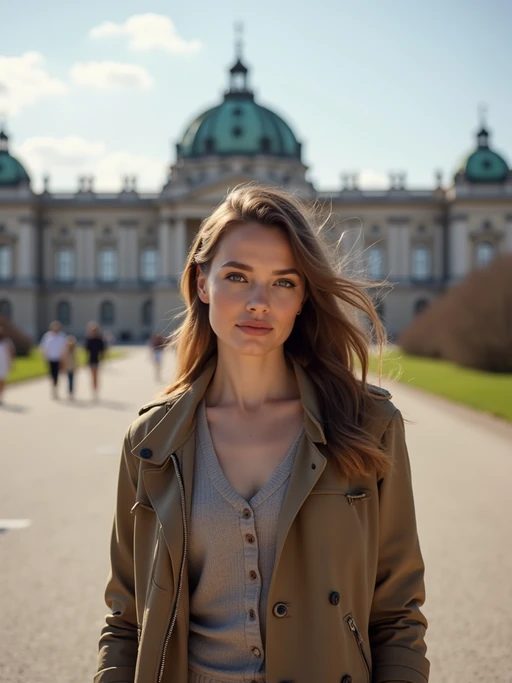 model in Vienna with the Schönbrunn Palace in the background