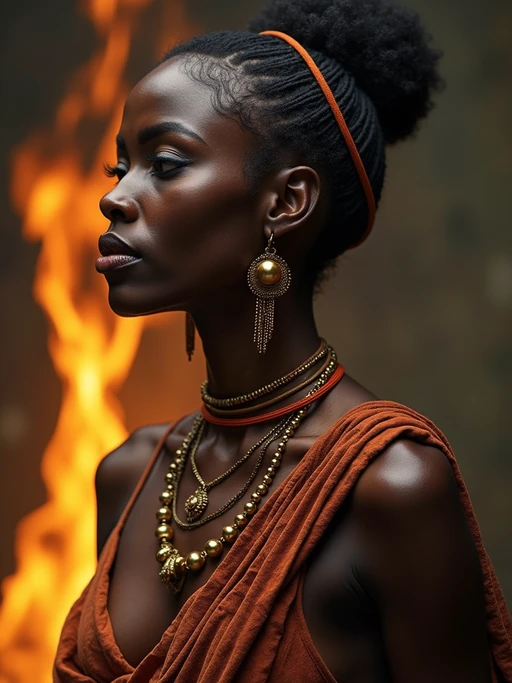 model engaged in a sacred ritual or ceremony, adorned with symbolic attire