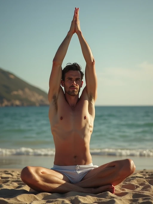 model practicing yoga in a beautiful natural setting