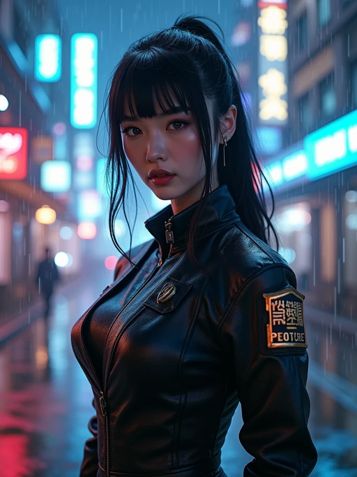 model as futuristic beautiful cyberpunk police officer, in heavy rainning futuristic tokyo rooftop cyberpunk night, ssci-fi, fantasy, intricate, very very beautiful, elegant, neon light, highly detailed, digital painting, artstation, concept art, soft light, hdri, smooth, sharp focus, illustration, art by tian zi and craig mullins and wlop and alphonse mucha