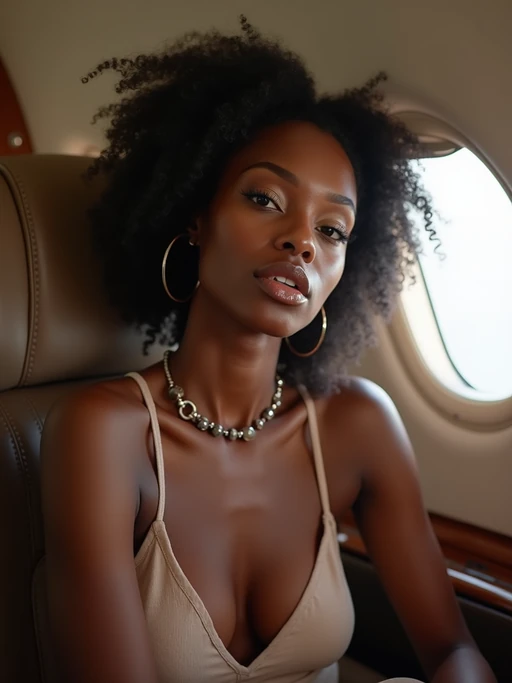 model seated in a Private Jet