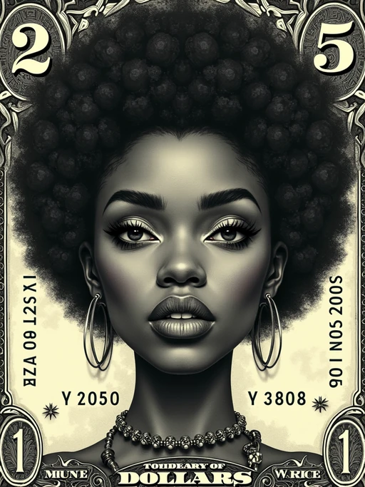 Dollar bill with model face printed in the center