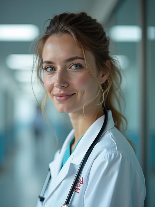 model as a Doctor in Hospital
