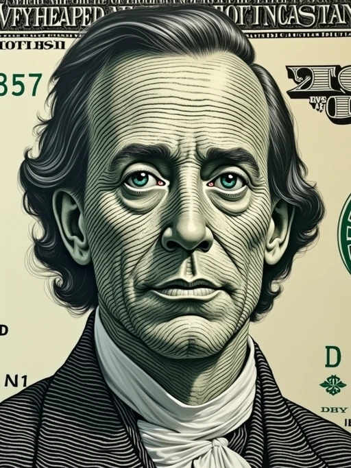 Dollar bill with model face printed in the center
