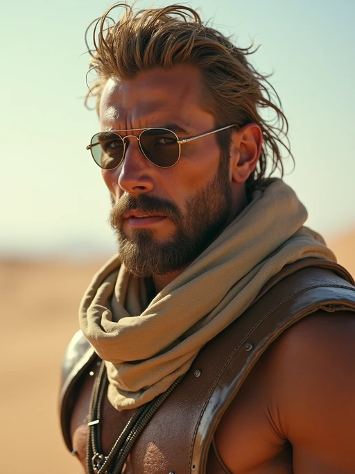 model in style of mad max warrior in desert _ unreal _ 5 _ daz. _ rpg _ shot _ extremely _ detailed _ artgerm _ greg _ rutkowski _ greg