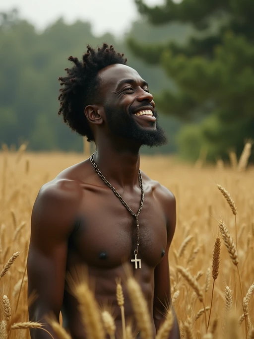 model outside in nature in forest or jungle or a field of wheat enjoying the natural world