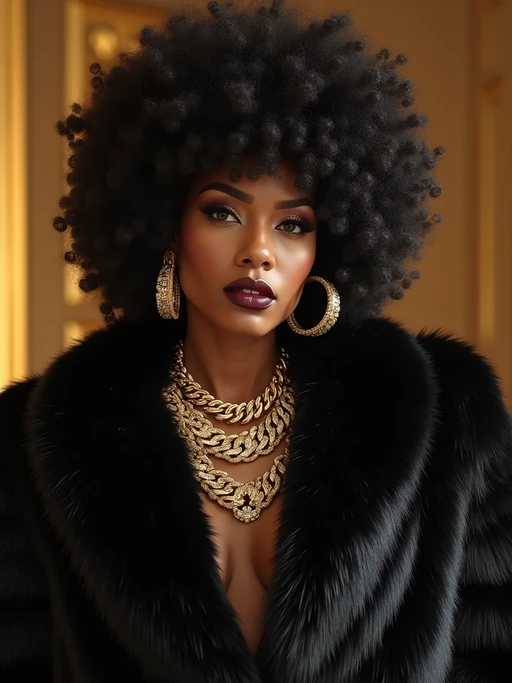 beautiful model as a mobster, mafia, mafia outfit, faux fur coats, chunky gold jewelry, mafia aesthetic, flashy, glamorous, luxury, loud, Goodfellas, The Sopranos, Mob Wives, opulence, confidence