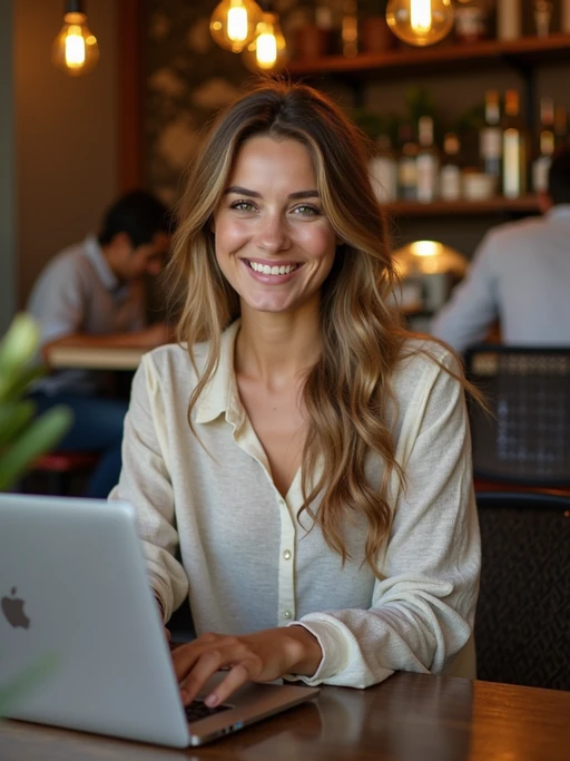 model as digital nomad in Chiang Mai in front of coworking