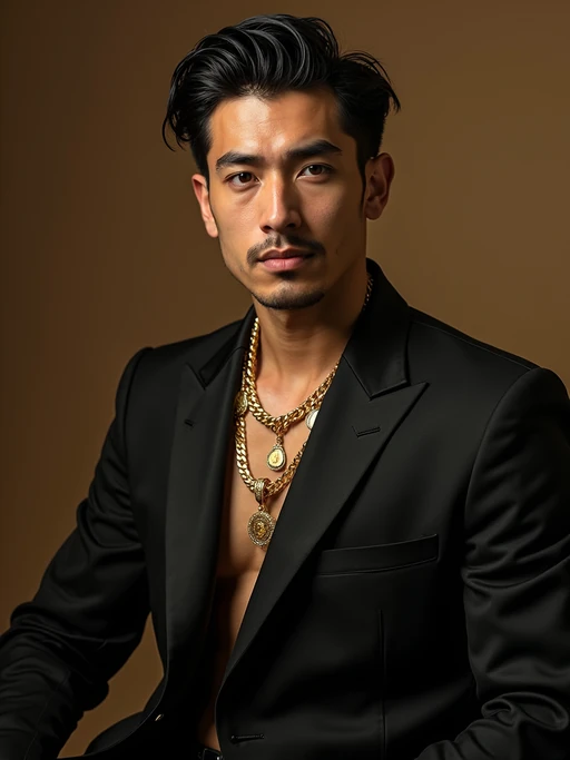 beautiful model as a mobster, mafia, mafia outfit, tailored suits, chunky gold jewelry, mafia aesthetic, flashy, glamorous, luxury, loud, Goodfellas, The Sopranos, Mob Wives, opulence, confidence