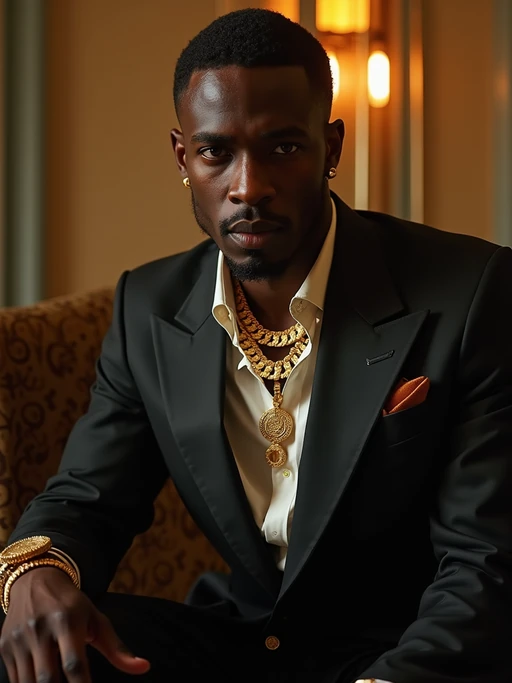 beautiful model as a mobster, mafia, mafia outfit, tailored suits, chunky gold jewelry, mafia aesthetic, flashy, glamorous, luxury, loud, Goodfellas, The Sopranos, Mob Wives, opulence, confidence