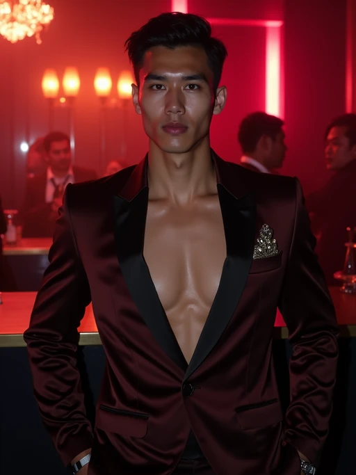 a model wearing if(gender=f){silk floral bodycon dress} if(gender=m){silk suit} in night club, instagram photo, instagram, if(gender=f){hourglass figure} if(gender=m){fit body}'