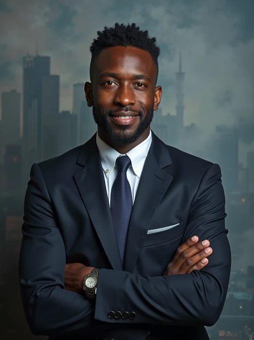 8k professional headshot of model, crisp details, studio backdrop, executive attire, confident posture, neutral expression, high-definition, corporate setting, sharp focus, ambient lighting, business professional, cityscape view