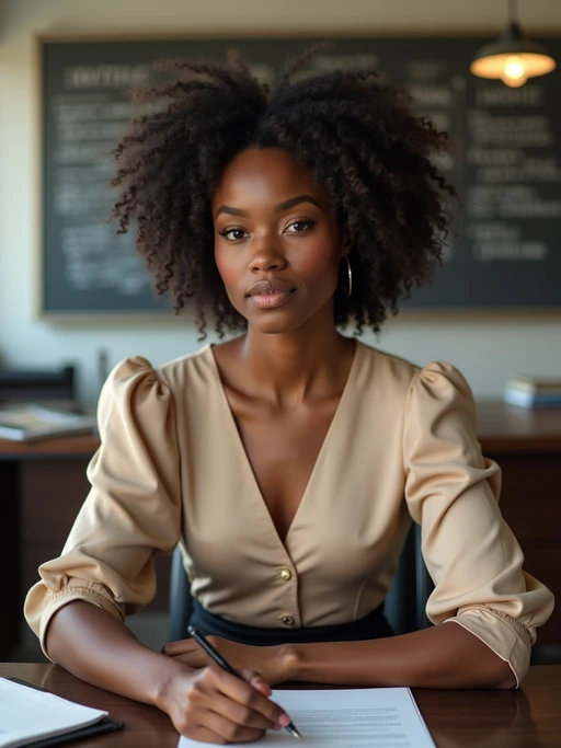 headshot of model, sitting at a desk, at a (office), if(gender=f){BREAK elegant blouse, pencil skirt, makeup} if(gender=m){shirt and tie and suit pants}