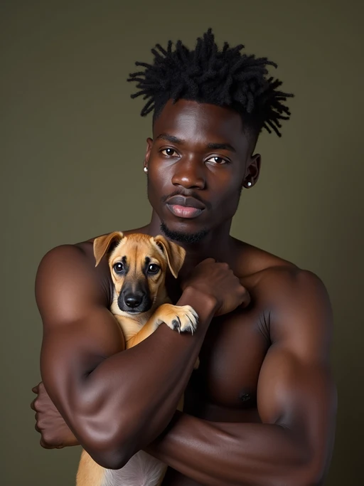 if(gender=m){masculine} if(gender=f){feminine} model posing with a cute pet