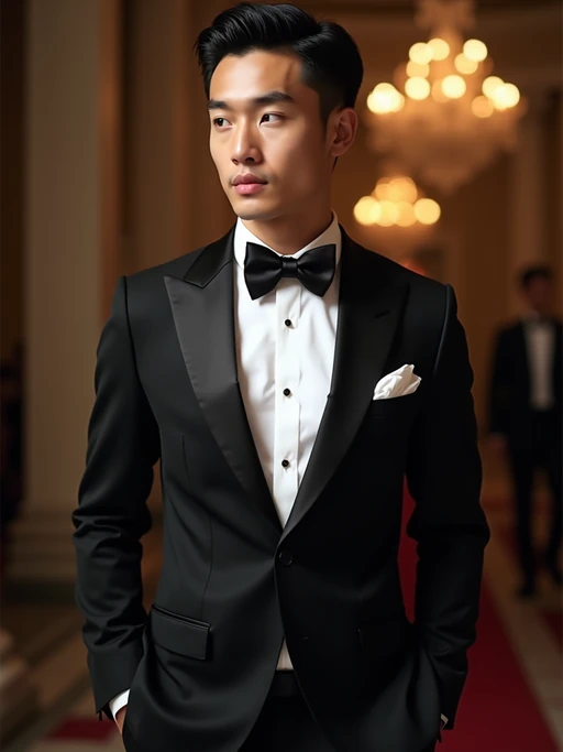 an elegant if(gender=m){masculine} if(gender=f){feminine} model attending a formal event