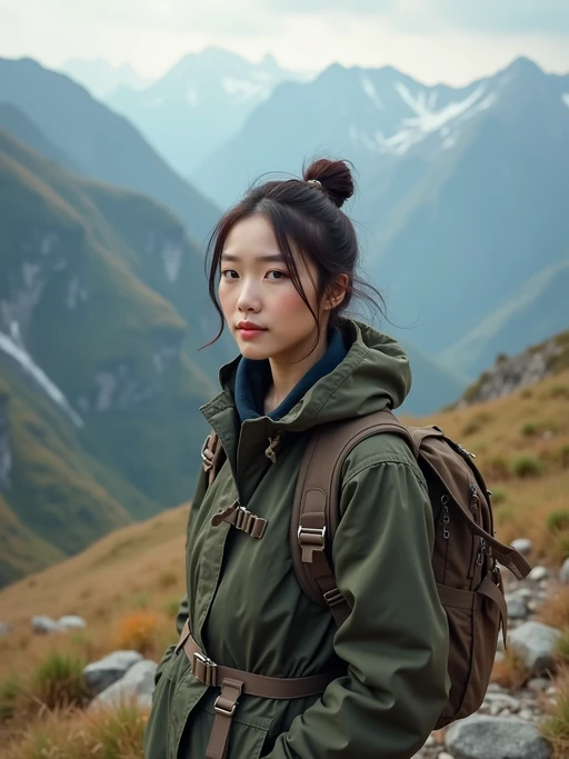 if(gender=m){masculine} if(gender=f){feminine} model in going hiking outdoors in mountains