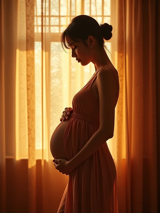 healthy pregnant model in maternity photographs, beautiful pregnant model, maternity photography in beautiful home. golden hour