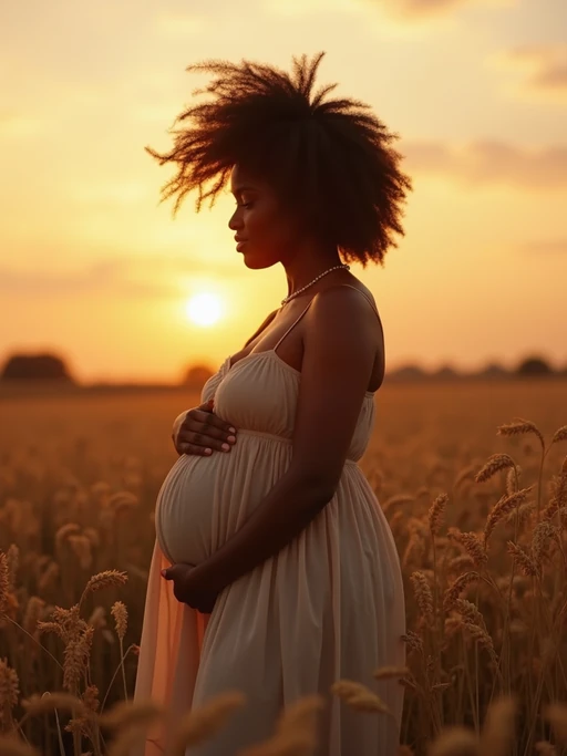 healthy pregnant model in maternity photographs, beautiful pregnant model, maternity photography in field of wheat. golden hour