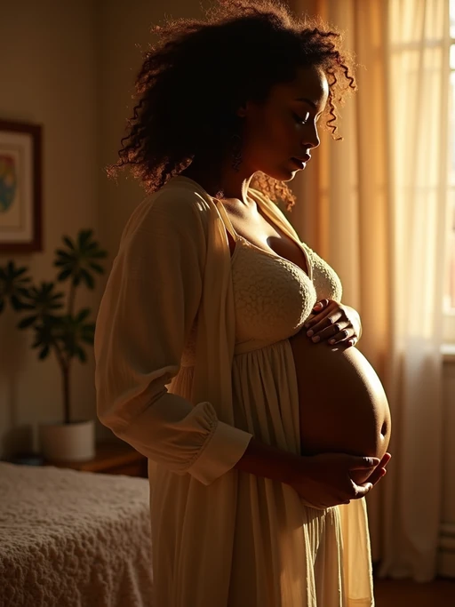 healthy pregnant model in maternity photographs, beautiful pregnant model, maternity photography in beautiful home. golden hour