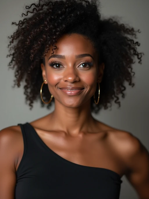 A comedic actor headshot featuring a subtle smirk and expressive eyes, taken in a well-lit professional studio. The model is dressed in if(gender=f){a sleek top with a bit of personality, styled hair, and a confident gaze} if(gender=m){a modern fitted casual jacket or blazer, styled effortlessly for a relatable yet polished look}. The background is neutral, ensuring the subject stands out. The lighting highlights natural features, capturing an inviting and charismatic presence, perfect for comedy auditions, film roles, and industry portfolios.