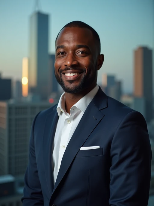 8k professional headshot of model, crisp details, studio backdrop, executive attire, confident posture, neutral expression, high-definition, corporate setting, sharp focus, ambient lighting, business professional, cityscape view