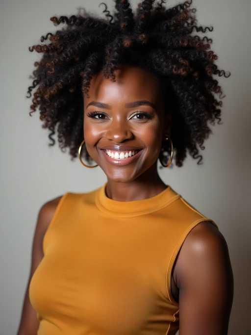 A professional comedian headshot taken in a well-lit studio with a clean, neutral backdrop. The model is dressed in if(gender=f){a stylish yet playful fitted top with natural makeup and a confident smile} if(gender=m){a fitted button-up shirt or a casual jacket with neatly styled hair}, ensuring a polished yet approachable look. The lighting is soft and even, highlighting the model’s expressive face, charisma, and subtle comedic charm. The focus is sharp, capturing a warm and inviting expression, creating the perfect headshot for stand-up comedians, improv actors, and comedic performers.