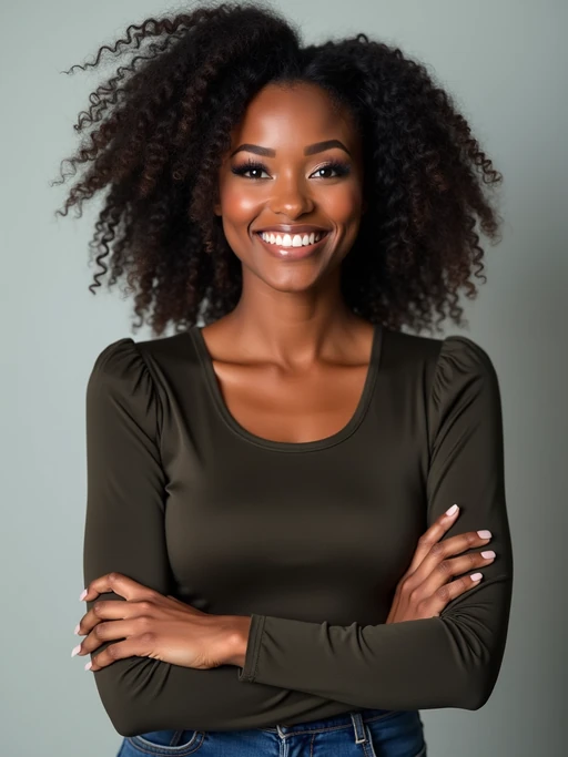 A professional comedian headshot taken in a well-lit studio with a clean, neutral backdrop. The model is dressed in if(gender=f){a stylish yet playful fitted top with natural makeup and a confident smile} if(gender=m){a fitted button-up shirt or a casual jacket with neatly styled hair}, ensuring a polished yet approachable look. The lighting is soft and even, highlighting the model’s expressive face, charisma, and subtle comedic charm. The focus is sharp, capturing a warm and inviting expression, creating the perfect headshot for stand-up comedians, improv actors, and comedic performers.