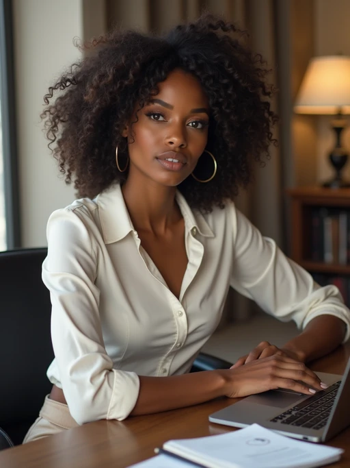 headshot of model, sitting at a desk, at a (office), if(gender=f){BREAK elegant blouse, pencil skirt, makeup} if(gender=m){shirt and tie and suit pants}