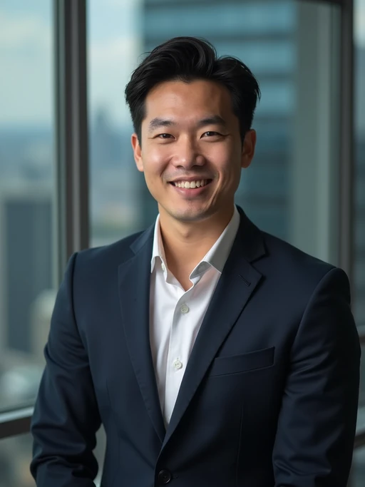 8k professional headshot of model, crisp details, studio backdrop, executive attire, confident posture, neutral expression, high-definition, corporate setting, sharp focus, ambient lighting, business professional, cityscape view